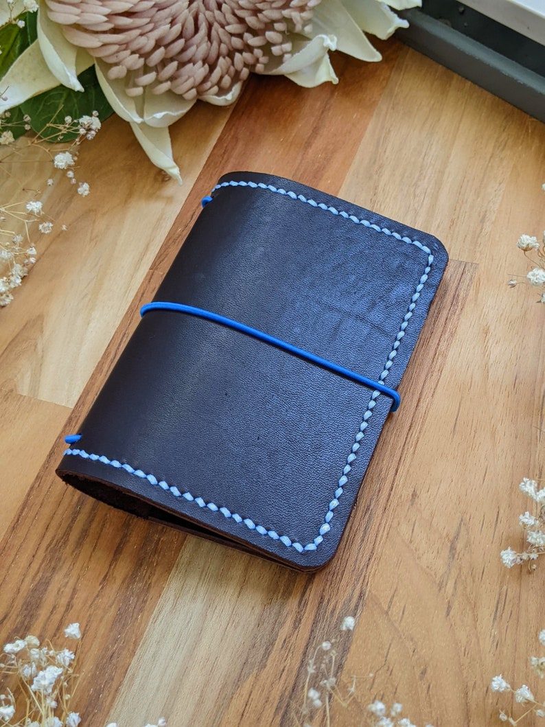 Micro Coffee Leather Cover with Inside Pockets, Handcrafted Travelers Notebook Leather Planner, Handmade Hand-stitched IronbarkJournal image 7