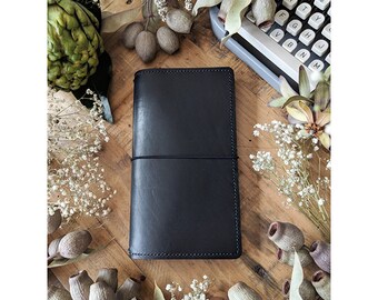 Regular Espresso Leather Cover with Inside Pockets, Travelers Notebook Leather Cover, Handmade Handstitched Ironbark Journal