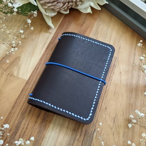 Micro Coffee Leather Cover with Inside Pockets, Handcrafted Travelers Notebook Leather Planner, Handmade Hand-stitched IronbarkJournal image 1