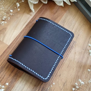 Micro Coffee Leather Cover with Inside Pockets, Handcrafted Travelers Notebook Leather Planner, Handmade Hand-stitched IronbarkJournal image 5