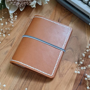 Passport Caramel with Blue Journal Leather Cover Travelers Notebook Style with Inside Pockets, Hand-stitched Ironbatjournals Journal Cover image 7