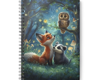 Whimsical Fox and Owl Notebook, A5 Journal