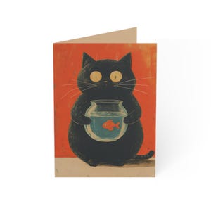 Charming Cat Greeting Cards - Cute Cat Design for All Occasions, Perfect for Cat Lovers, Birthdays, Thank You Notes, and Gift Tags