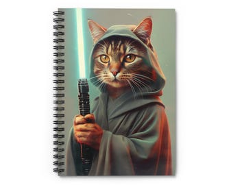 Cosmic Cat Spiral Notebook: Funny Jedi Cat Journal