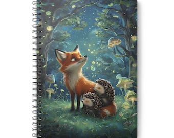 Whimsical Forest Creatures A5 Notebook: Fox & Hedgehog Journal