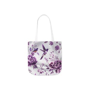 Floral Hummingbird Canvas Tote Bag: Reusable Shopping Bag