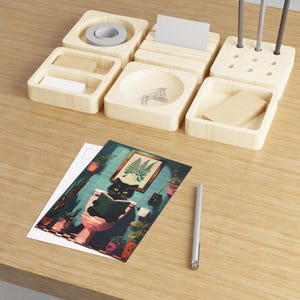 Postales de gatos caprichosos, arte único de gatos, decoración de baño, regalo para amantes de los gatos, papelería ecológica