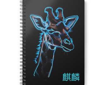 Neon Giraffe A5 Notebook: Spiral Journal for Animal Lovers