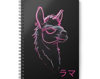 ネオンピンクのラマノート：A5ワイヤー綴じジャーナル