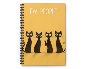 不気味な猫のスパイラルノート：猫好きへの面白いギフト、罫線入りジャーナル