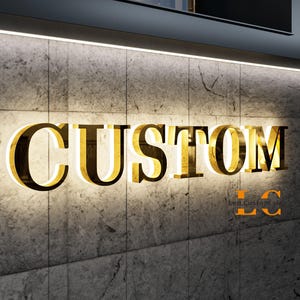 Custom LED channel letters mounted above store entrance, bright illuminated logo sign perfect for modern business storefront display.