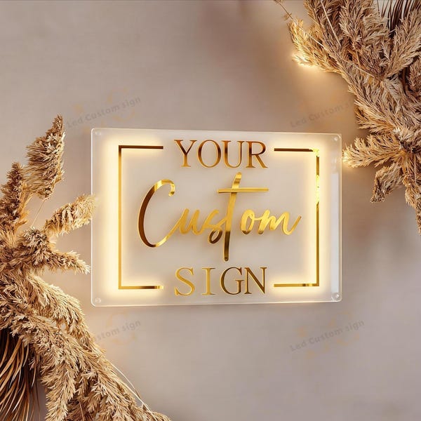Personalized Acrylic Logo sign - Custom 3D Illuminated Business Sign - LED Neon Sign for Office - Beauty Bar Wall Art - Glowing Shop Signage