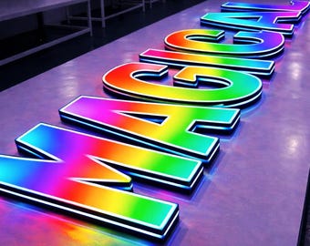 Letreiro personalizado com letras RGB, letreiro de LED com mudança de cor, logotipo personalizado para sua empresa, decoração de parede para loja, certificado CE e UL