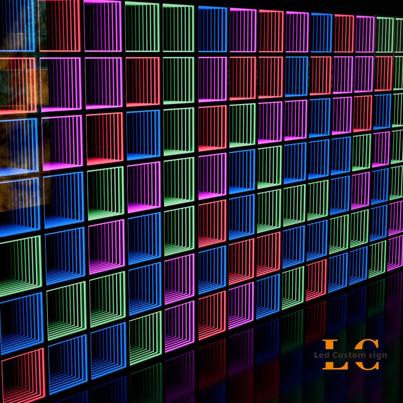 Custom Infinity Mirror Sign, Personalized 3D LED Wall Art for Business, Home Bar Decor, Modern Light Alternative image 5