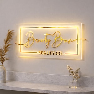 Custom Neon Sign, Personalized LED Office Sign, 3D Illuminated Business Logo, glowing Wall Art for Beauty Bar, Salon, Shop, Restaurant Decor image 1