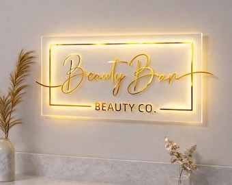 Custom Neon Sign, Personalized LED Office Sign, 3D Illuminated Business Logo, glowing Wall Art for Beauty Bar, Salon, Shop, Restaurant Decor