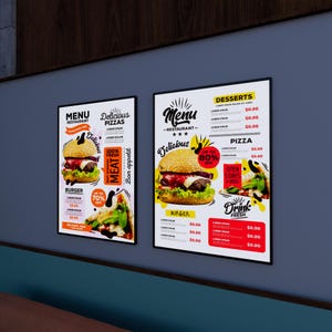 Ultra-Thin LED Poster Light Box, Customizable Menu Board with Remote, Sleek Design for Home Theater, Diner, Gallery Art Display