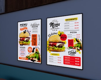 Ultra-Thin LED Poster Light Box, Customizable Menu Board with Remote, Sleek Design for Home Theater, Diner, Gallery Art Display