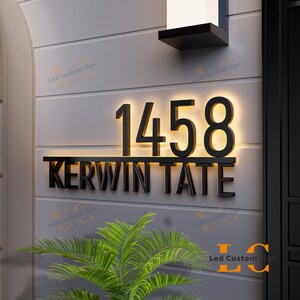 Modern Backlit LED House Numbers - Solar Powered Glowing Address Sign, Waterproof Outdoor Illuminated Home Numbers for Night Visibility image 5