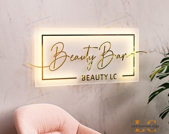 Custom 3D Illuminated LED Sign - Personalized Glowing Business Sign with Your Logo - Modern Office Wall Art for Salon, Shop, Cafe, Man Cave