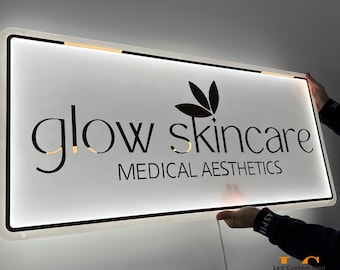 Personalized Acrylic Logo sign - Custom 3D Illuminated Business Sign - LED Neon Sign for Office - Beauty Bar Wall Art - Glowing Shop Signage