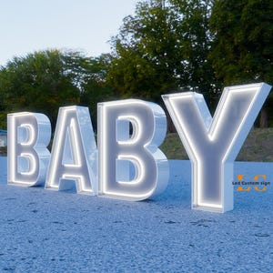 Letreiro de letras neon BABY - Letreiro de neon personalizado - Letreiro de metal - Letreiro de neon personalizado para festa - Letras de metal brilhantes
