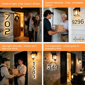 Custom Address Numbers, Weatherproof Backlit Numbers for House, Shop, Garage, LED Illuminated Home  Number, Modern Address Numbers Signs