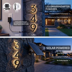 Solar LED House Numbers - Weatherproof Backlit Address Sign - Outdoor lighted numbers - Easy Install No Wiring - Light Up Address Plaque image 6