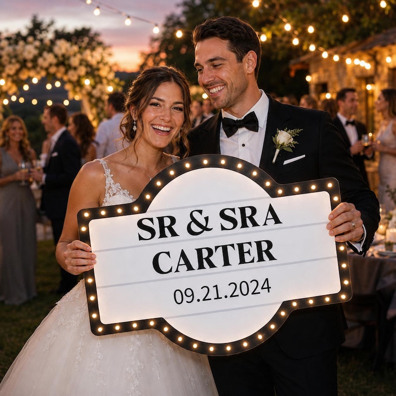 Personalized Wedding Bottle Service Sign, Custom Marquee Light Sign, Wedding Reception Entrance Decor, Bridal Party Event Sign image 12