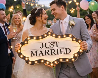 Custom Wedding Marquee Sign, Personalized Wedding Reception Sign, LED Entrance Sign, Wedding Club Party Decor, Just Married Light Up Sign
