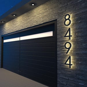 Custom Backlit LED House Numbers, Solar Powered Lighted House Numbers, Personalized Waterproof Exterior LED Illuminated Home Address Number