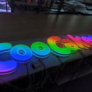Custom Edge-Lit LED Sign - Personalized 3D Illuminated Letters - Frontlit Business Sign for Shop & Office - Waterproof Outdoor/Indoor Sign