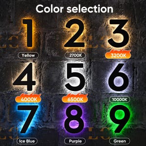 Backlit LED House Numbers for Outside, Stainless Steel Floating Home Address Number, Waterproof Exterior LED Illuminated Home Address Number image 7
