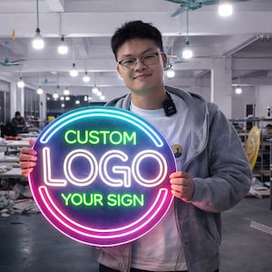 Letrero LC / Letrero de neón personalizado con su logotipo / Letrero comercial LED personalizado / Decoración de pared única para bar en casa / Luz acrílica con impresión UV personalizada