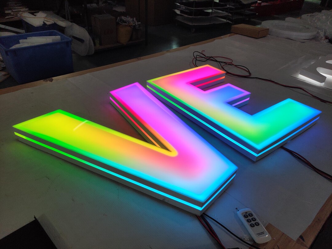 RGB Business Sign - Colorful Change Letter Sign - Storefront Wall Decor ...