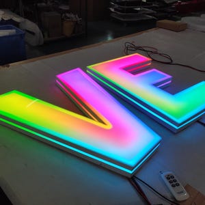 LED Halo Light Sign - Glowing Border Logo Sign - Custom Metal Backlit Letters - Storefront & Wall Decor - Durable Outdoor Business Signage