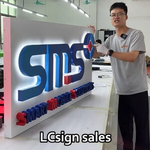 Illuminated custom logo channel letters for business signage, bright LED storefront sign installed on building exterior wall.