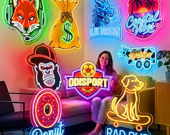 Custom LED Neon Sign, Personalized Logo, UV Printed Acrylic