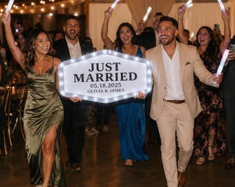 Custom Wedding Bottle Service Sign, Personalized LED Wedding Marquee Sign, Names and Date Reception Decor