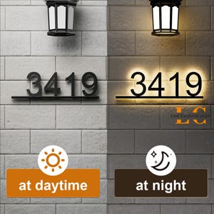 Modern Backlit LED House Numbers - Solar Powered Glowing Address Sign, Waterproof Outdoor Illuminated Home Numbers for Night Visibility image 10