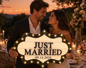 Custom Just Married Marquee Sign, Wedding Bottle Service Sign, LED Wedding Club Entrance Prop
