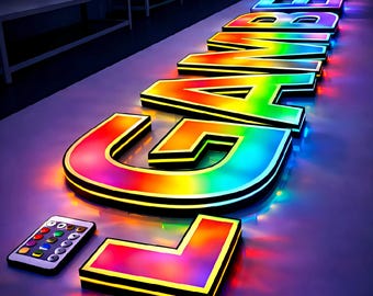 Letrero LED RGB personalizado, luz con logotipo comercial que cambia de color, decoración para tiendas con certificación CE/UL.