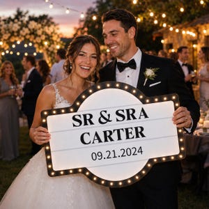 Personalized LED Wedding Marquee Sign, Wedding Entrance Reception Sign, Bottle Service Wedding Decor, Bridal Party Light Sign image 2