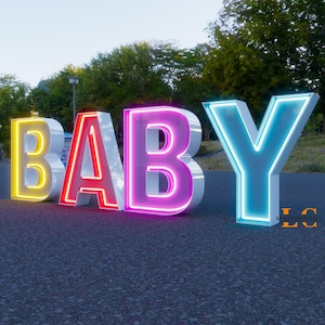 Decoração personalizada com luzes neon para bebês | Letras iluminadas por LED de 1,2 m – Letras gigantes para decoração deslumbrante de festas/casamentos/eventos de confraternização