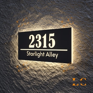 Numeri civici solari moderni personalizzati, insegne luminose personalizzate per esterni, targhe in metallo a LED personalizzate, targhe per abitazioni resistenti alle intemperie