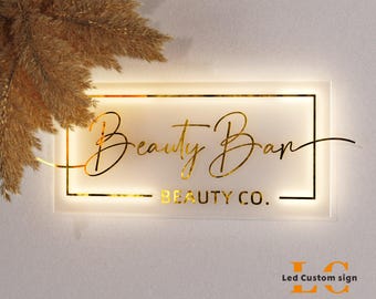 Personalized Salon Sign / Custom LED Business Sign for Office / 3D Illuminated Logo / Professional Attention-Grabbing Beauty Bar Decor