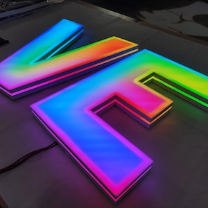 Custom LED Halo Sign - Business Logo Light Sign - Backlit Metal Wall Sign - Outdoor Storefront Decor - Durable Dimmable Business Signage
