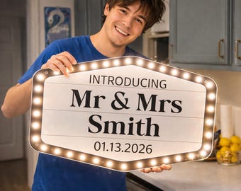 Personalized Wedding Bottle Service Sign, Custom Marquee Light Sign, Wedding Reception Entrance Decor, Bridal Party Event Sign