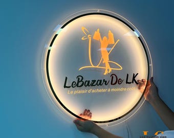 Glowing Shop Signage - Personalized Acrylic Logo sign - Custom 3D Illuminated Business Sign - LED Neon Sign for Office - Beauty Bar Wall Art