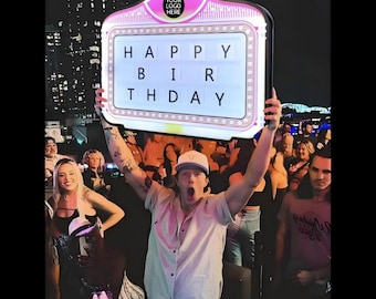 Painel de mensagens iluminado - Placa de clube VIP, decoração de casamento neon, suporte para cabine de fotos de aniversário - Caixa de luz com letras LED reguláveis - Pilhas incluídas